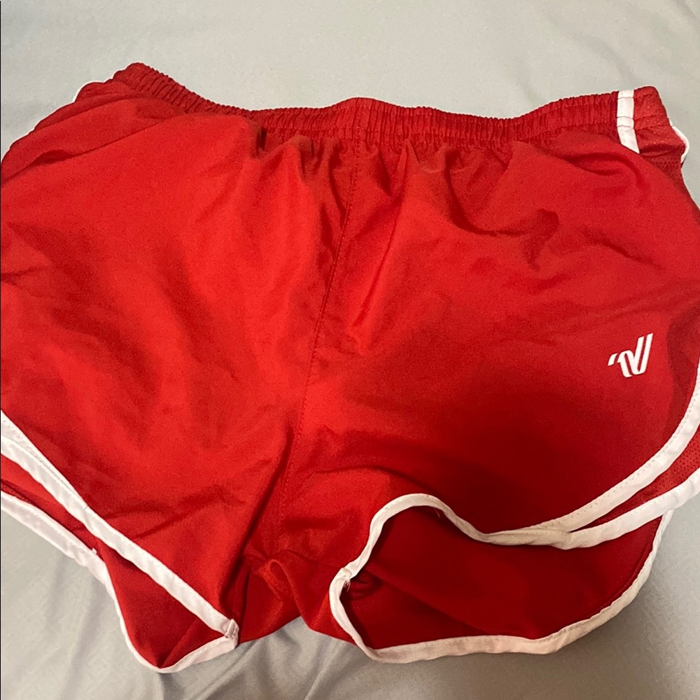 Red Athletic Shorts with White Trim